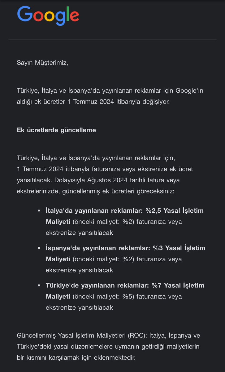 @google Türkiye’de reklamlardan aldığı ek gelire bakın. Herkesten %3 %2 bize gelince %7 ya anlam veremiyorum neden herşeyin en pahalısı Türkiye. Nasıl bir şerefsizlik bu. @googleturkiye @GoogleAds