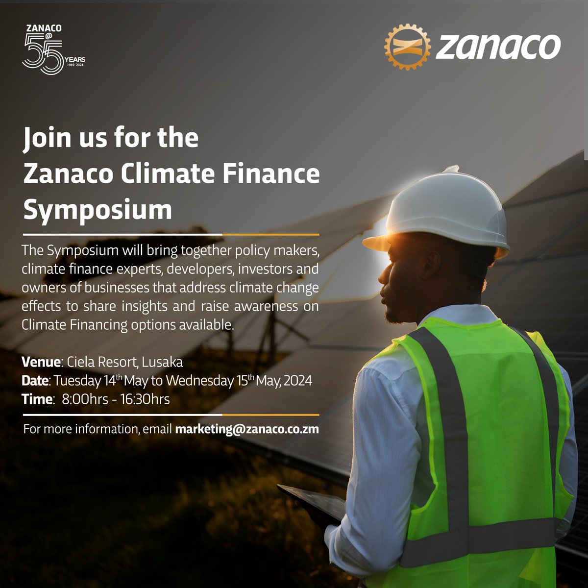 Join us for the Zanaco Climate Finance Symposium on 14th and 15th May 2024 at Ciela Resort. Click on the link to register. rb.gy/8nv7nd