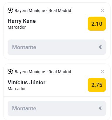 ⚽ Se o Kane ou Vinícius Jr marcarem nesta noite de #UCL, sorteamos 10€ de Freebets para 10 pessoas. 

- Segue a <a href="/BetclicPortugal/">Betclic Portugal 🔞</a>
- Dá RT + Like
- Comenta com o teu Username Betclic  

1 comentário por pessoa.