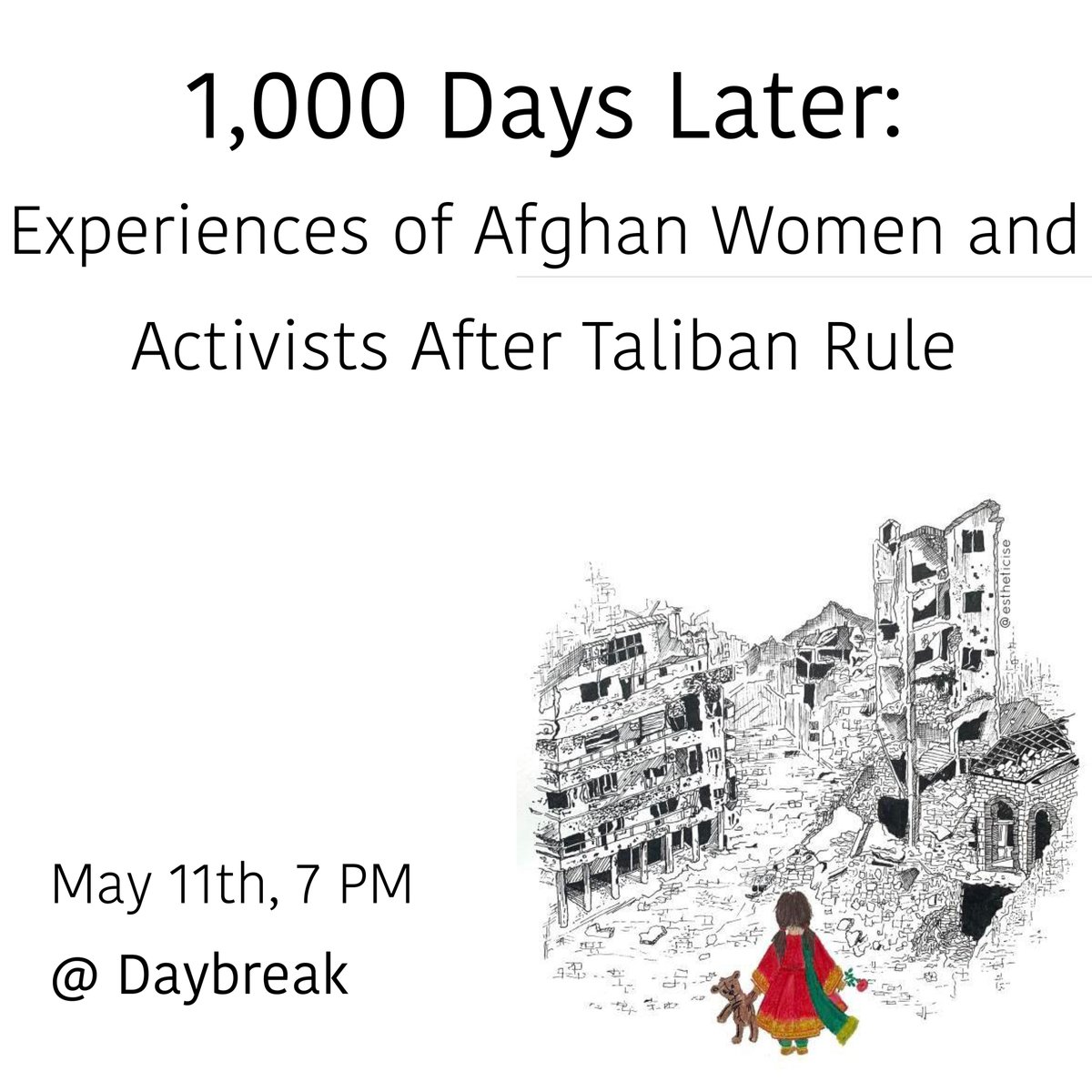 Next month! Join New Bloom on May 11th, 2024 to hear the first-hand experience of Afghan women and activists who have been actively engaged in building initiatives for Afghanistan, on the 1,000th day after Afghanistan's fall to the Taliban Link: facebook.com/events/7406622…