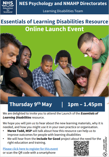 NES_Psychology's tweet photo. Happy Scottish Learning Disability week! We are launching our ‘Essentials of Learning Disability’ resource on 9th May. These e-modules aim to equip learners with tools to improve well-being &amp; quality of life of people with LD across Scotland. Sign up here https://t.co/VgoXMFGYWd https://t.co/fXcjpDa4O5