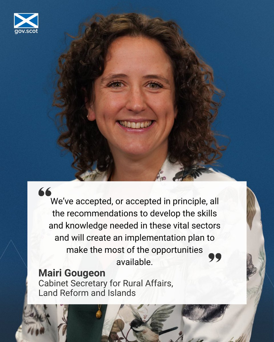 Rural Sec @MairiGougeon responds to Land Based Learning Review. @scotgov aims to: 🔵 Attract more people - especially women & young people - to land-based & aquaculture sectors 🔵 Improve training 🔵 Create a wealthier, greener, more equal country ℹ️ ow.ly/4W7W50RseFI