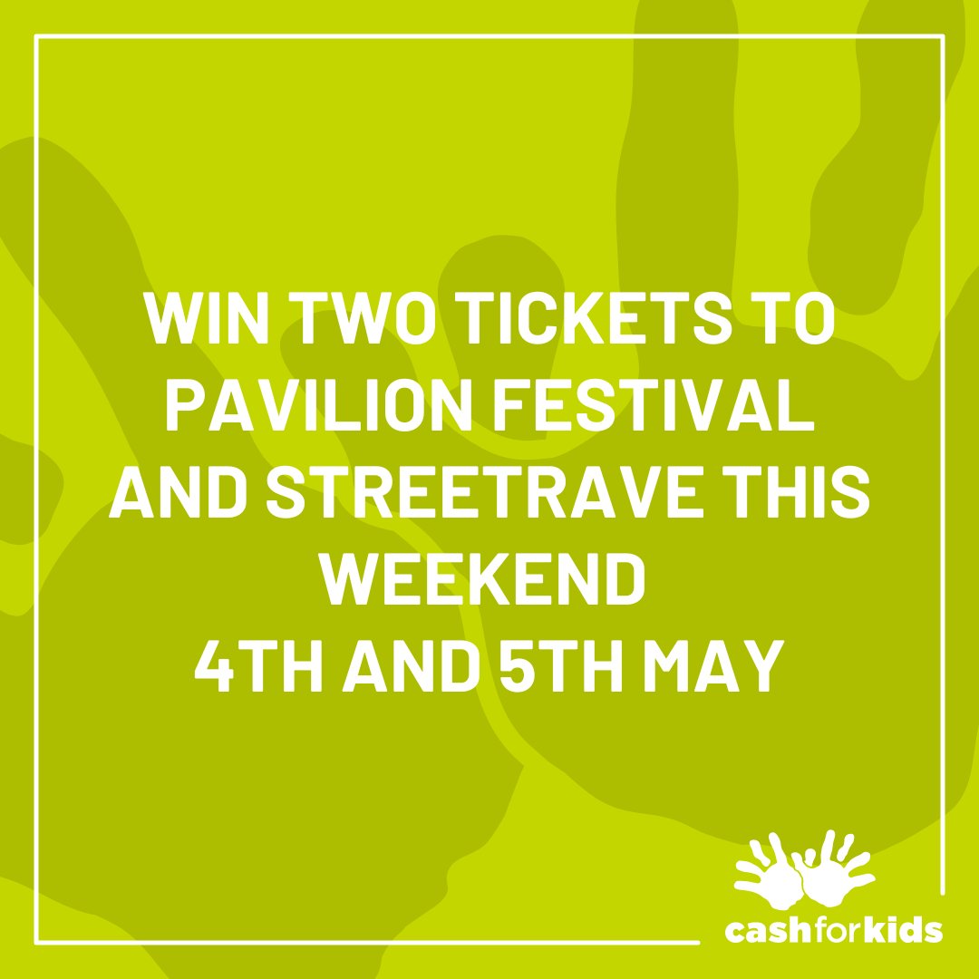 **Win two tickets to Pavilion Festival & Streetrave - Ayr's brand-new festival on 4th and 5th May - and support Cash for Kids!** Raffle tickets are just £5 cashforkidsgive.co.uk/donate/one-off… Winner announced after 9am on Friday 3rd May! 🎶