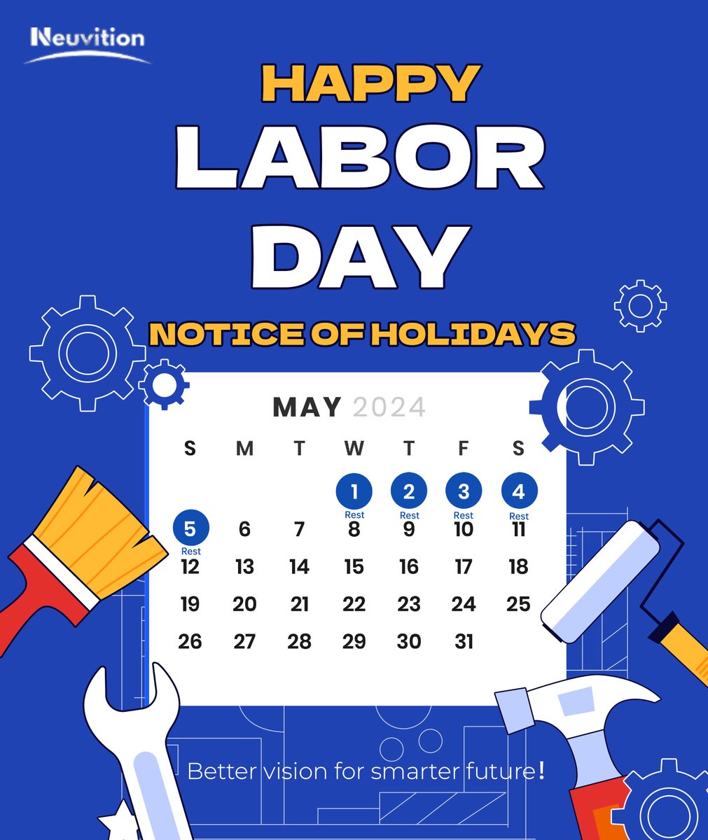 Just a friendly reminder that the #Neuvition team will be taking a break from May 1st to May 5th for Labor Day. Take this opportunity to recharge and enjoy some quality time off! 
#LaborDay