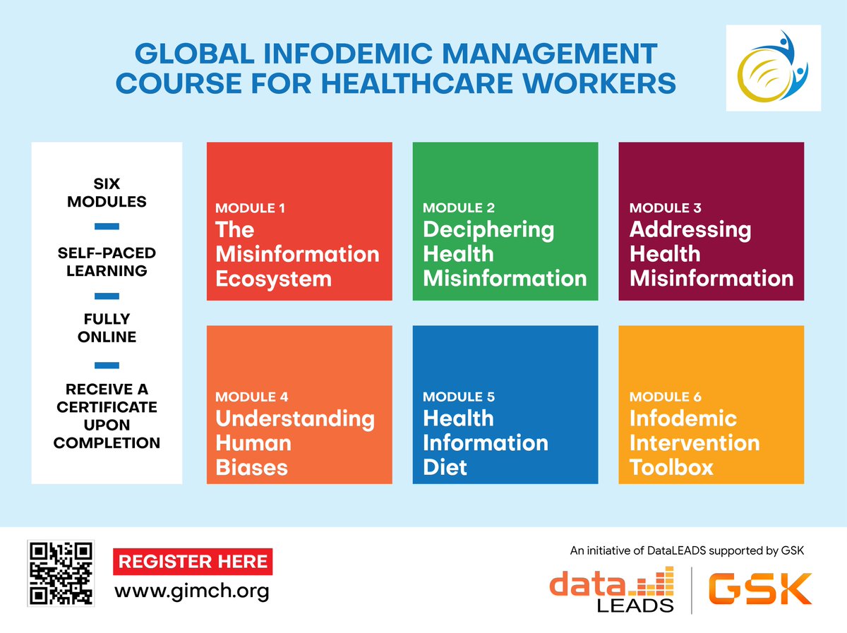 In our endeavor to empower health practitioners, we invite you to enroll in the 'Global Infodemic Management Course for Healthcare Workers'. This free-paced course is available in three languages and is self-paced. Enroll now- gimch.org #Healthcare #Infodemic