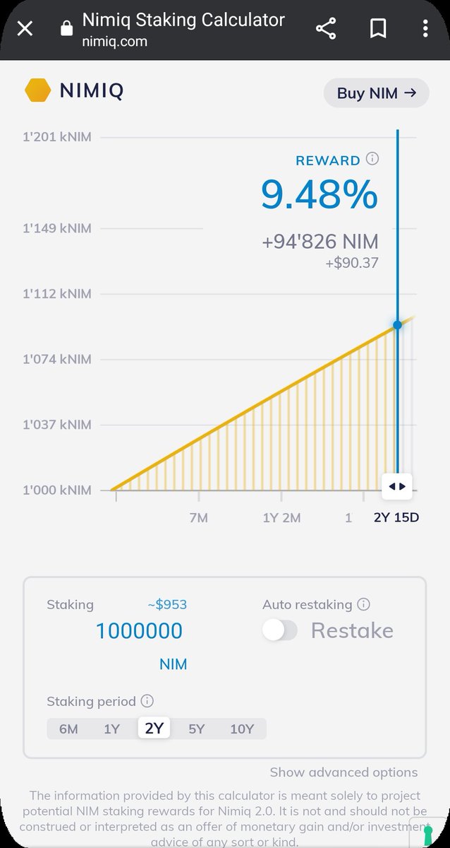 The average APY will be around 10% for #Nimiq 2.0. 

Not bad if you understand how #PoS works.

The best part is this is all in front of us and the price is about to remind this aspect too. 😉

Native Internet Money, $NIM.
💻🔸️🔸️🌏

twitter.com/Fratta21/statu…