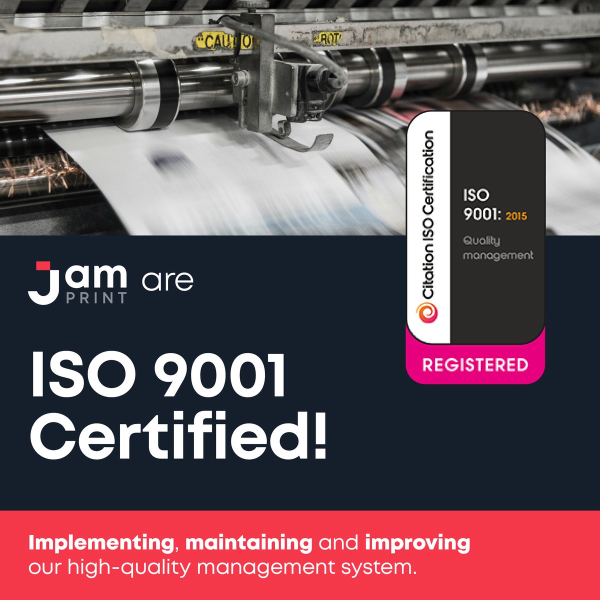 JamPrint are ISO 9001 certified! 🎉

This means enhanced quality assurance across all our printing services, ensuring every project meets the highest standards. 

Thank you for trusting us with all your printing needs! ❤️ #ISO9001 #QualityAssurance #PrintingSolutions