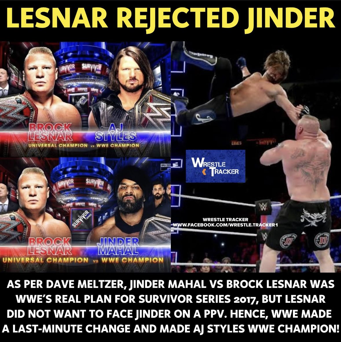 John Cena was supposed to be guest referee for Jinder Mahal vs Brock Lesnar

#WWE #SurvivorSeries