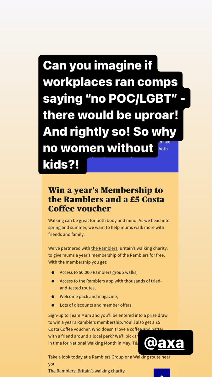 The constant exclusion of non-parents in the workplace has to stop! <a href="/AXA/">AXA</a> can you please explain this? Do you have any initiatives for non-parents only?! No, I thought not.
