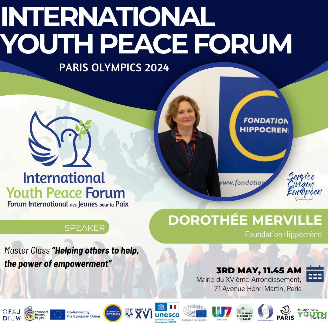 La Fondation soutient le Forum International des Jeunes pour la Paix organisé les 3 et 4 mai prochain à Paris 🕊

Dorothée Merville-Durand y interviendra afin de mettre en avant le rôle des fondations dans les actions internationales en faveur de la paix.

#YouthPeaceForum24