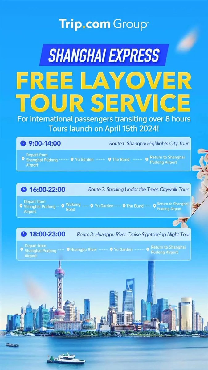 Transit passengers in Shanghai (8+ hours) can enjoy free tours around the city which include transport, internet usage, and English translators. There are a few to choose from — check it out: