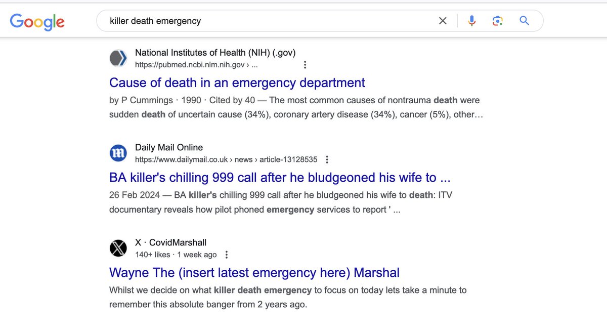 @CovidMarshall You are on page one of Google when you search 'Killer death emergency'. Thank God people are waking up and taking you seriously.