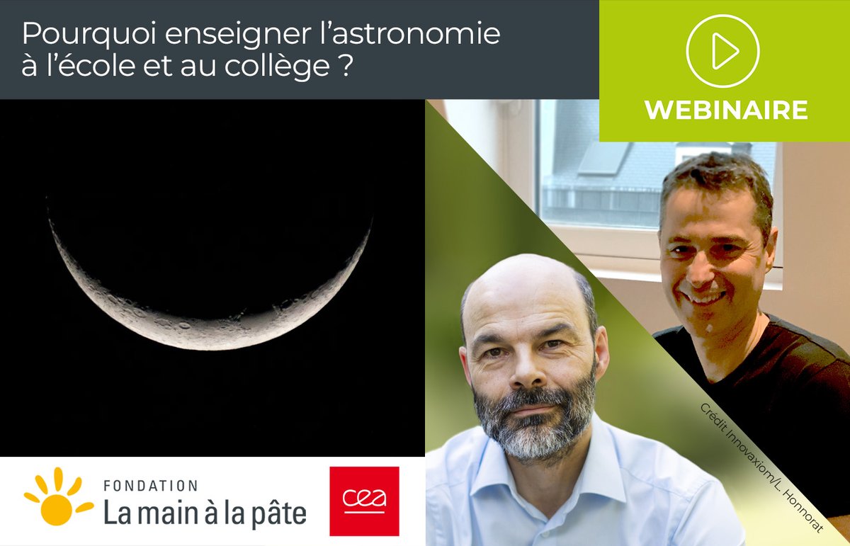 🌔Vos élèves vous posent des questions sur les astres et l’espace ? Vous cherchez des pistes de séances en classe ? Inscrivez-vous à notre webinaire, le mercredi 22 mai de 13h30 à 15h, avec Roland Lehoucq @CEA_Officiel et Frédéric Pérez @Fondation_Lamap ➡️tinyurl.com/ekzj5rkd