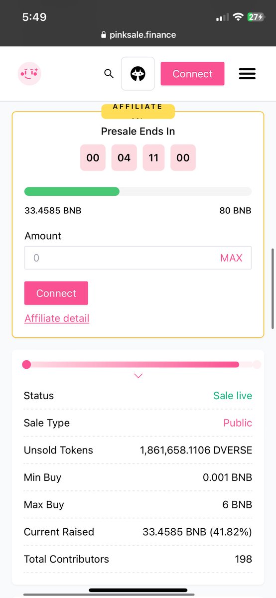 Defverse Final Pre-sale Round on Pinksale! 🌸

Last day of Presale Couple Hours Left ✨

The market will go live on PancakeSwap 2 hour after the presale ends. ⭐️

Pinksale partnership themed NFT’s ( Collectible & SGO Spaceship ) #Nfts 

Pinksale Launchpad: pinksale.finance/launchpad/bsc/…