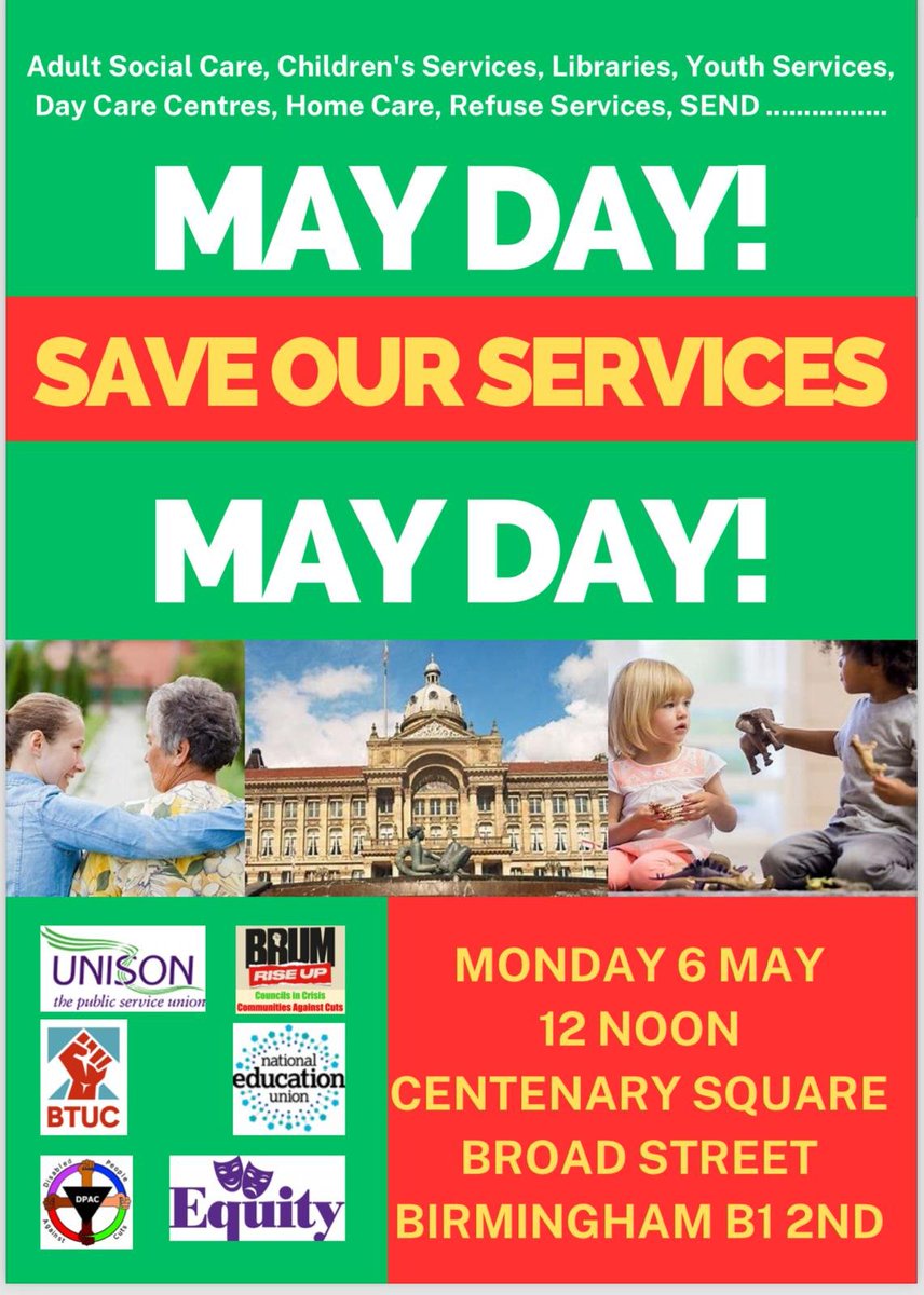 Birmingham NEU is supporting this event. Please come along and join the campaign against cuts to Birmingham Council services and jobs.
