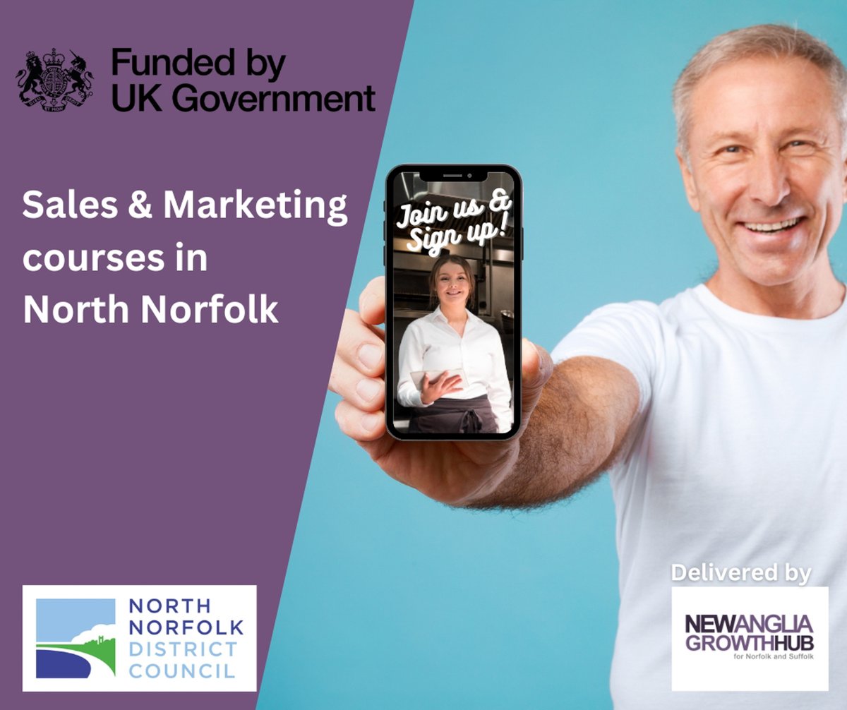 #NORTHNORFOLK businesses, we're coming to you! Are you struggeling with your sales and the use of #digitalmarketing?

🎯Book our fully-funded practical courses on 1, 7 & 9 May and 3 & 6 June. 

📲eventbrite.co.uk/o/new-anglia-g…… #ukspf @NorthNorfolkDC #cromer