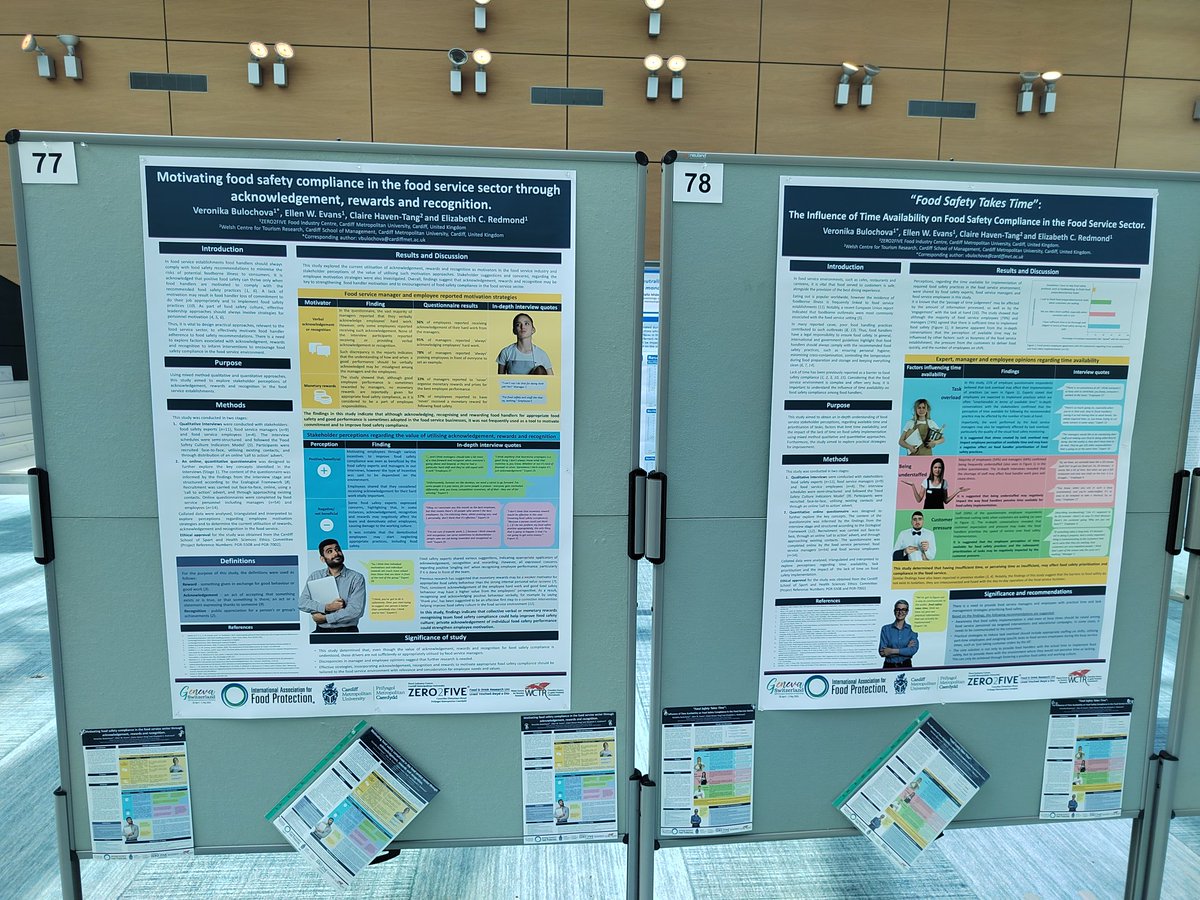 It is great to be in Geneva at the International Association for Food Protection European Symposium 2024. Come and see our posters discussing motivation and time availability for #foodsafety implementation in the #foodservice sector. 😊