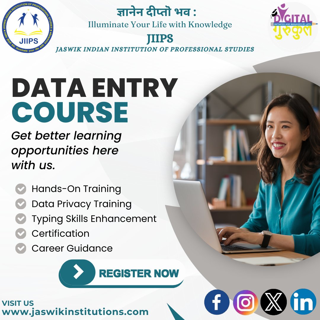 Master Data Entry: Enroll in Our Comprehensive Course Today! #jaswikindianinstitutionofprofessionalstudies #DataEntry #CourseOffering #SkillDevelopment #CareerBoost #LearnDataEntry #OnlineLearning #DataSkills