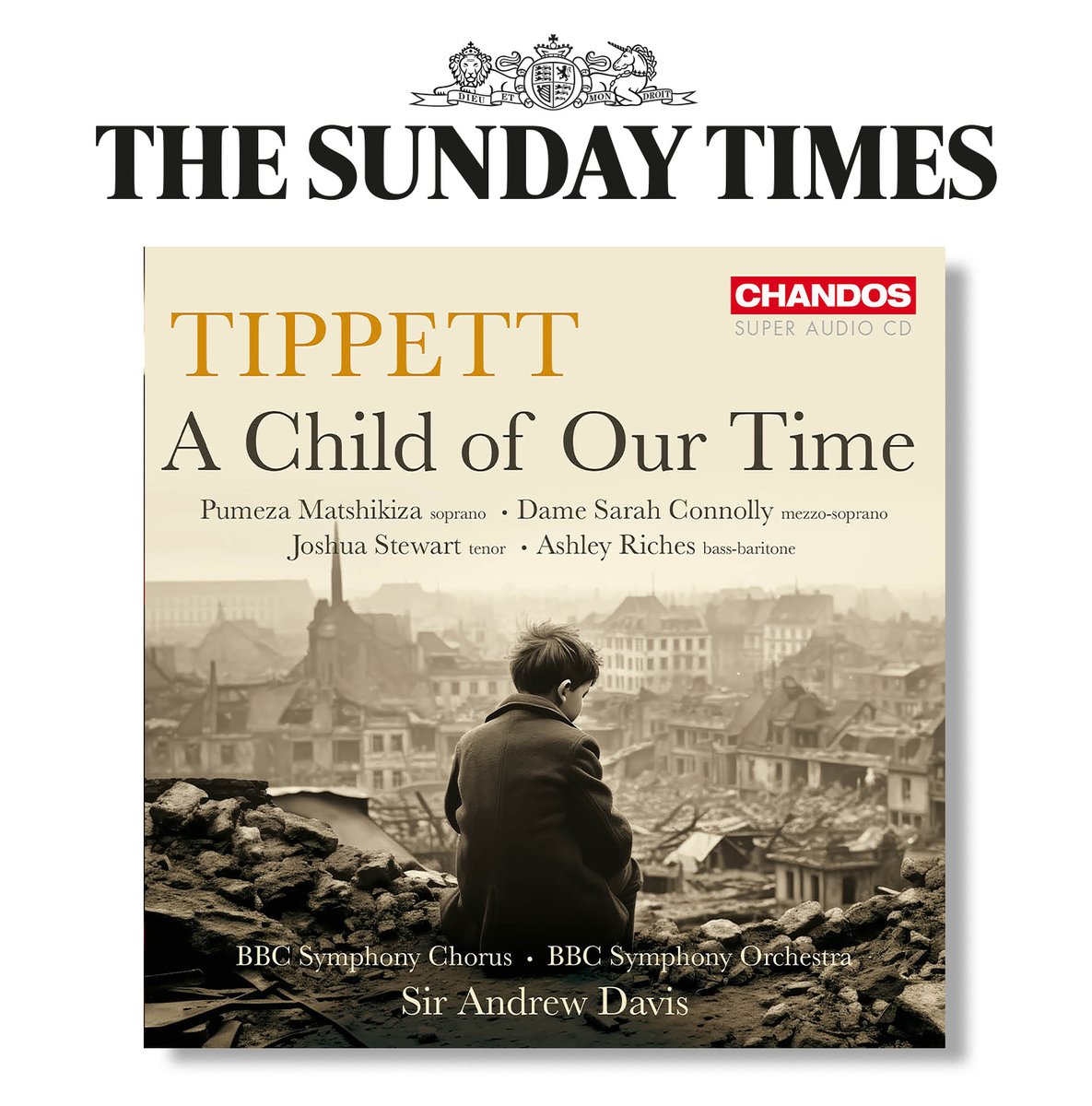 ⭐⭐⭐⭐ Tippet: A Child of Our Time @BBCSO and Sir Andrew Davis '...[Davis] ignites Tippett's Second World War masterpieces...in the company of his BBC SO band of brothers and some notably fine soloists.' @thetimes Pre-order, release this Friday! 👉lnk.to/CHSA5341FA