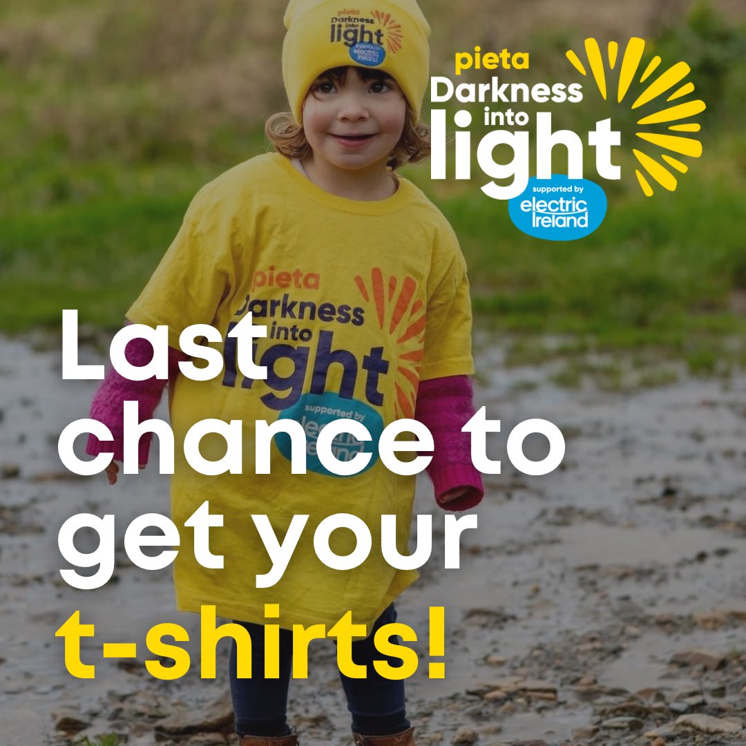 🚨🟡LAST CHANCE FOR YELLOW T-SHIRTS!🟡🚨 Today is the last day to register & receive a yellow t-shirt for the walk! If you register after today, we cannot guarantee you a t-shirt and unfortunately we won’t have any on the morning of the walk! darknessintolight.ie/register/ticke… #DIL2024