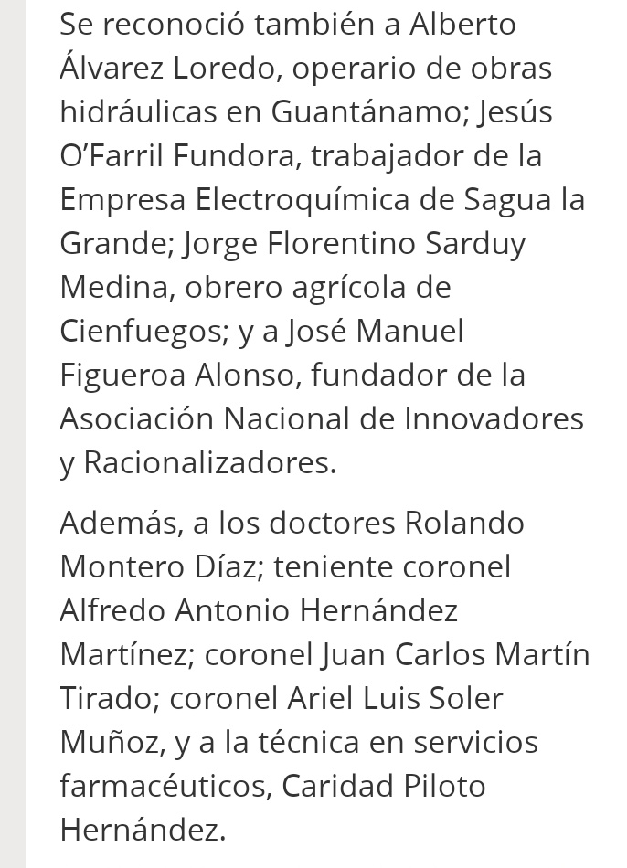 El acto contó con la presencia de Miguel Díaz-Canel Bermúdez, Primer Secretario del Comité Central del Partido Comunista de Cuba y Presidente de la República, quien otorgó los títulos honorífico. 
#1Mayo