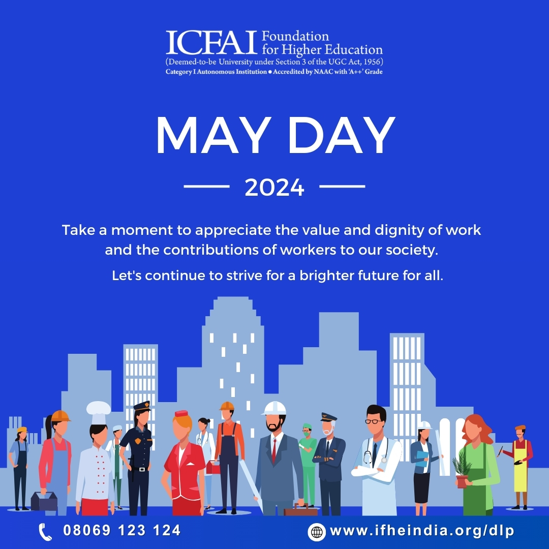 Happy May Day! 🛠️💪

#IFHE #IFHEIndia #DistanceMBA #DistanceBBA #ICFAIDistance #DistancePrograms #MayDay #LaborDay #WorkersRights