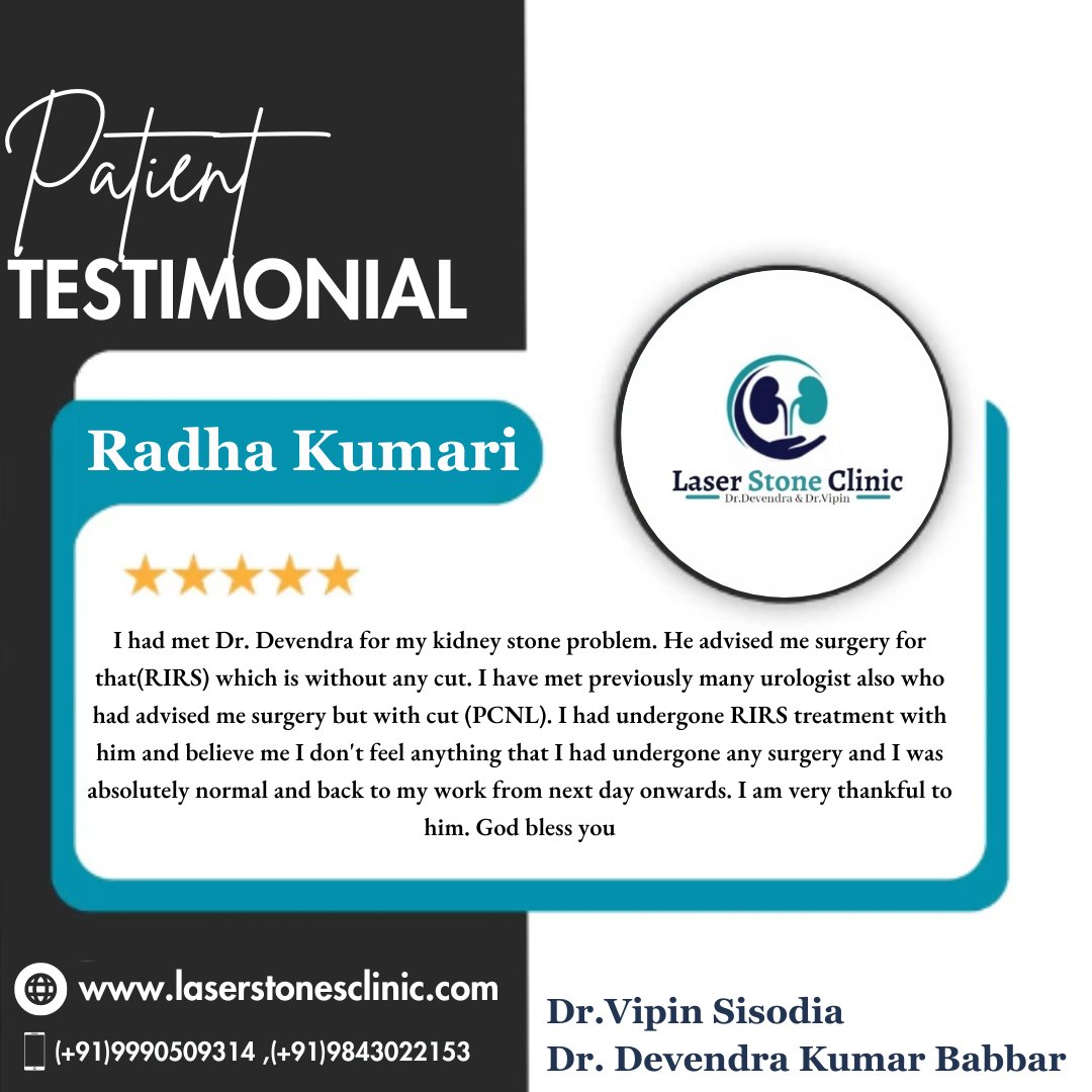 𝑷𝒂𝒕𝒊𝒆𝒏𝒕 𝑻𝒆𝒔𝒕𝒊𝒎𝒐𝒏𝒊𝒂𝒍⭐️

Thanks to Mamta Jurel for your Valuable Feedback...👍❤️
-

☎️Contact us:-(+91)9990509314,(+91)9843022153.
**
#DrVipinSisodia #DrDevendraKumarBabbar #patienttestimonial #Happypaitent #kidney #kidneystones #health #kidneyfailure #medicine