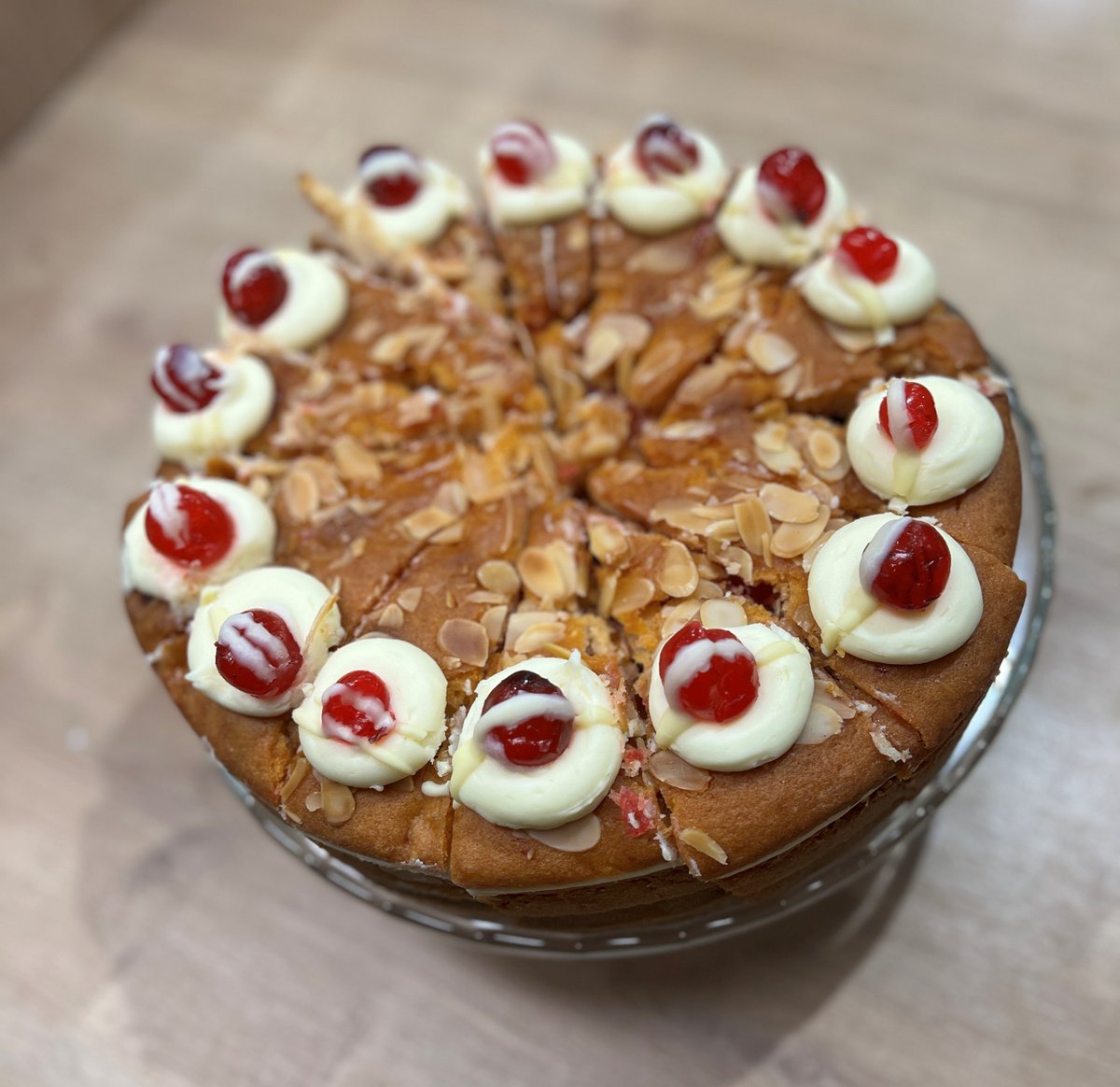 How amazing does this Cherry Bakewell cake look? 😍 Come down to our coffee shop and enjoy a slice......but be quick it won't be around for long🍰 Open 10am-2.30pm Mon-Sat ☕