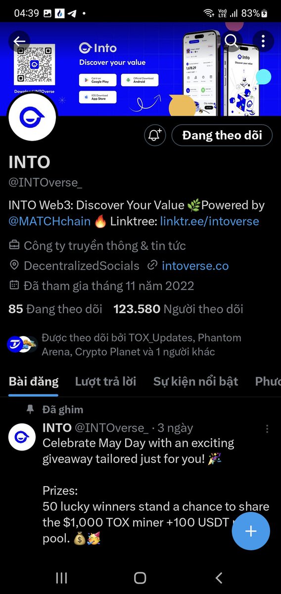 Dangquy83's tweet image. Thật biết ơn #intoverse đã mang đến cho mọi người trên toàn cầu một trải nghiệm mxh web 3 và game Fi và cơ hội kiếm tiền cực kì tuyệt vời. ❤❤❤
 I love #intoverse. I love TOX.
Ví tox :
0xf19FcE7a6666F2D15873D763A40bB083ec36B549