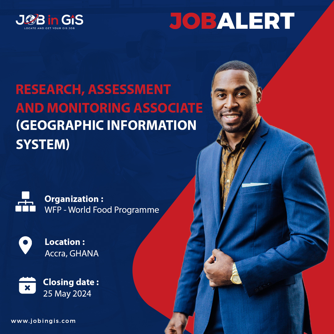 #jobingis : WFP is hiring a Research, Assessment and Monitoring Associate (Geographic Information System)
📍 : #Accra, #Ghana 

Apply here 👉 : jobingis.com/jobs/research-…

#Jobs #mapping #GIS #geospatial #remotesensing #gisjobs #Geography #cartography