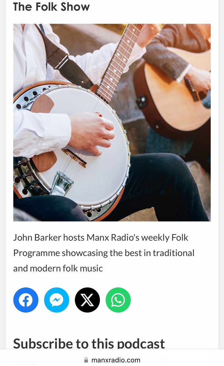 The Manx Radio Folk Show is only going out as a podcast tonight (at 9pm) - it’s a cracker of a May Day / Laa Voaldyn special also featuring tracks by the @danwalshbanjo who is appearing at The Institute on Sunday night (tickets etickets.im/et). manxradio.com/podcasts/the-f…
