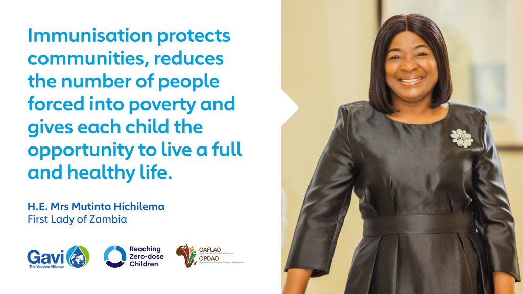 “Gender-related barriers to immunisation include gender-based violence, child marriages and teenage pregnancies” H.E. Mrs Mutinta Hichilema, First Lady of Zambia @MrsHichilema @gavi @WHOAFRO @UNICEF @_AfricanUnion @UNICEF_AUOffice @CARMMAfrica #HumanlyPossible #VaccinesWork