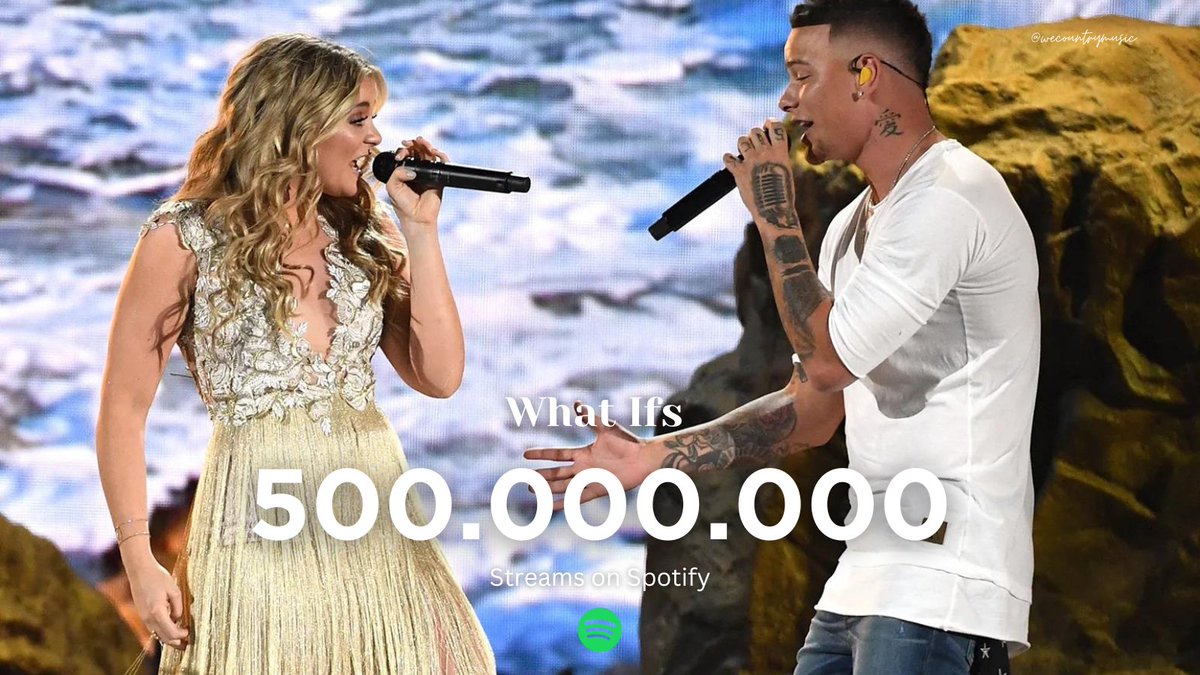 .@kanebrown's 'What Ifs' with @Lauren_Alaina has surpassed 500M streams on Spotify. It's Kane's 3rd and Lauren's 1st song to do so. Congratulations to both artists! 🎉