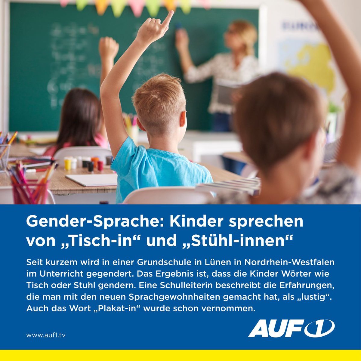 Gender-Sprache: Kinder sprechen von „Tisch-In“ und „Stühl-innen“

Neuerdings wird an einer Grundschule in Nordrhein-Westfalen gegendert. Die Einführung des Genderns im Unterricht brachte vor allem für Kinder, die Deutsch als Zweitsprache lernen, eine enorme Herausforderung. So…