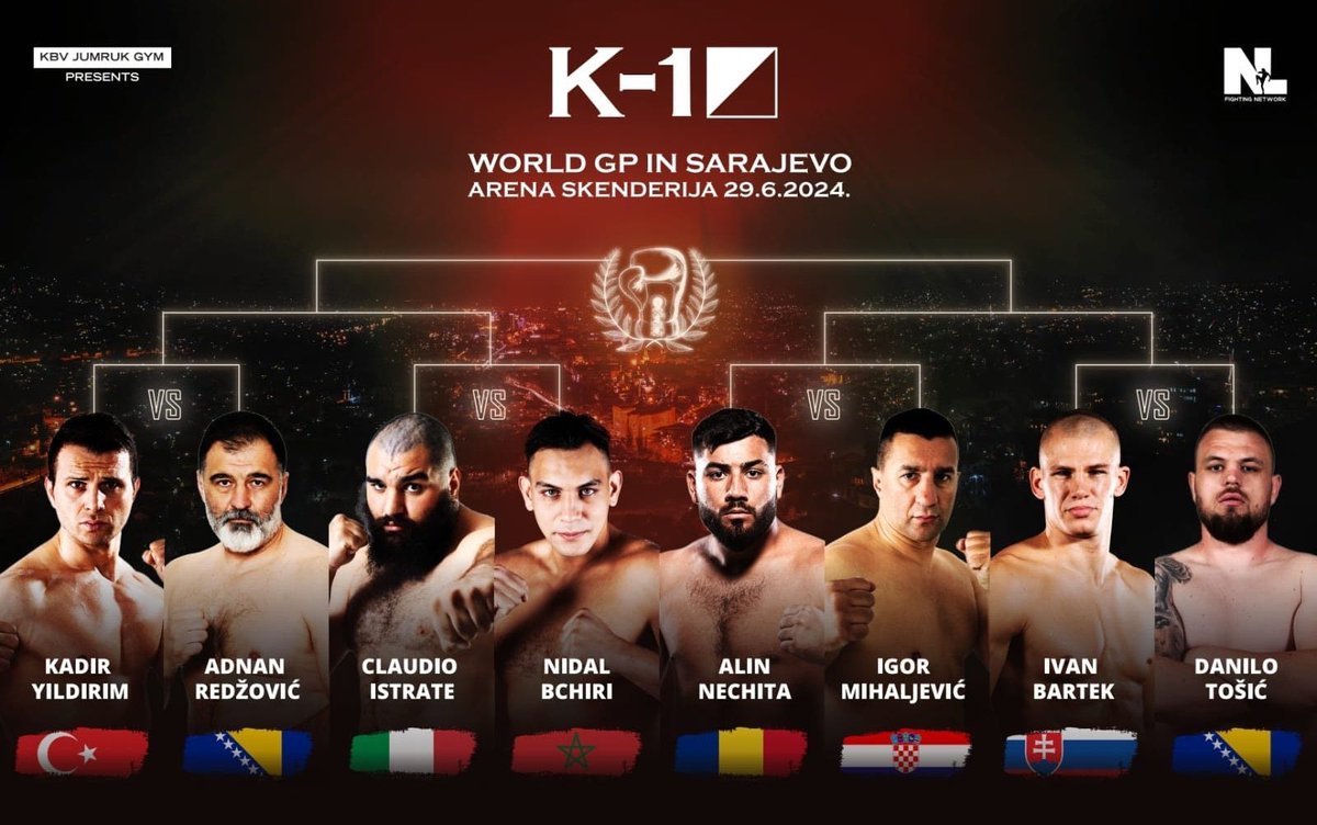 K-1 WORLD GP 2024 on June 29th in Sarajevo 🇧🇦