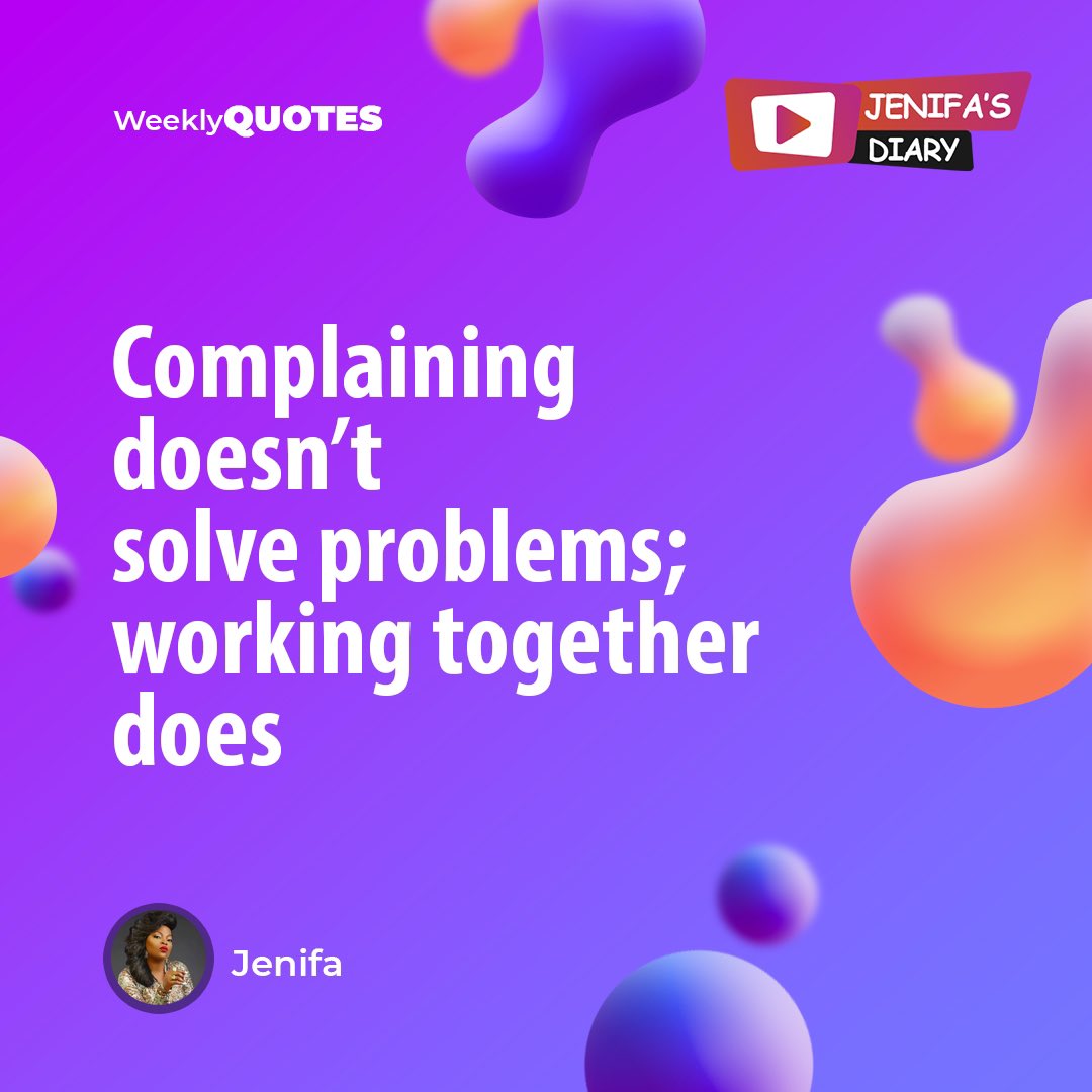 #TuesdayQuote ✍️ Stop griping 😤 Work together as a team to find solutions! 👍

#jenifasdiary #faantv #jenifans #youtube #fansoffunkeakindele #funkejenifaakindele #funkeakindelenetwork