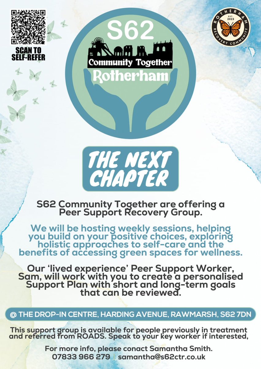 #tuesdaymotivation - 

@everyone in Recovery very welcome S62 Rotherham Recovery peer support group: THE NEXT CHAPTER

Just contact the lovely Samantha Smith at @S62ctr 

#recoverycommunity #recoverysupport #recoveryispossible #peersupport #LivedExperience #YouMatterAlways