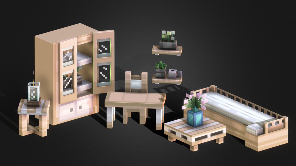 Edge_MC_'s tweet image. Never tried making furniture so here's my take on some spring furniture pieces!

#Minecraft #Blockbench #Pixelart