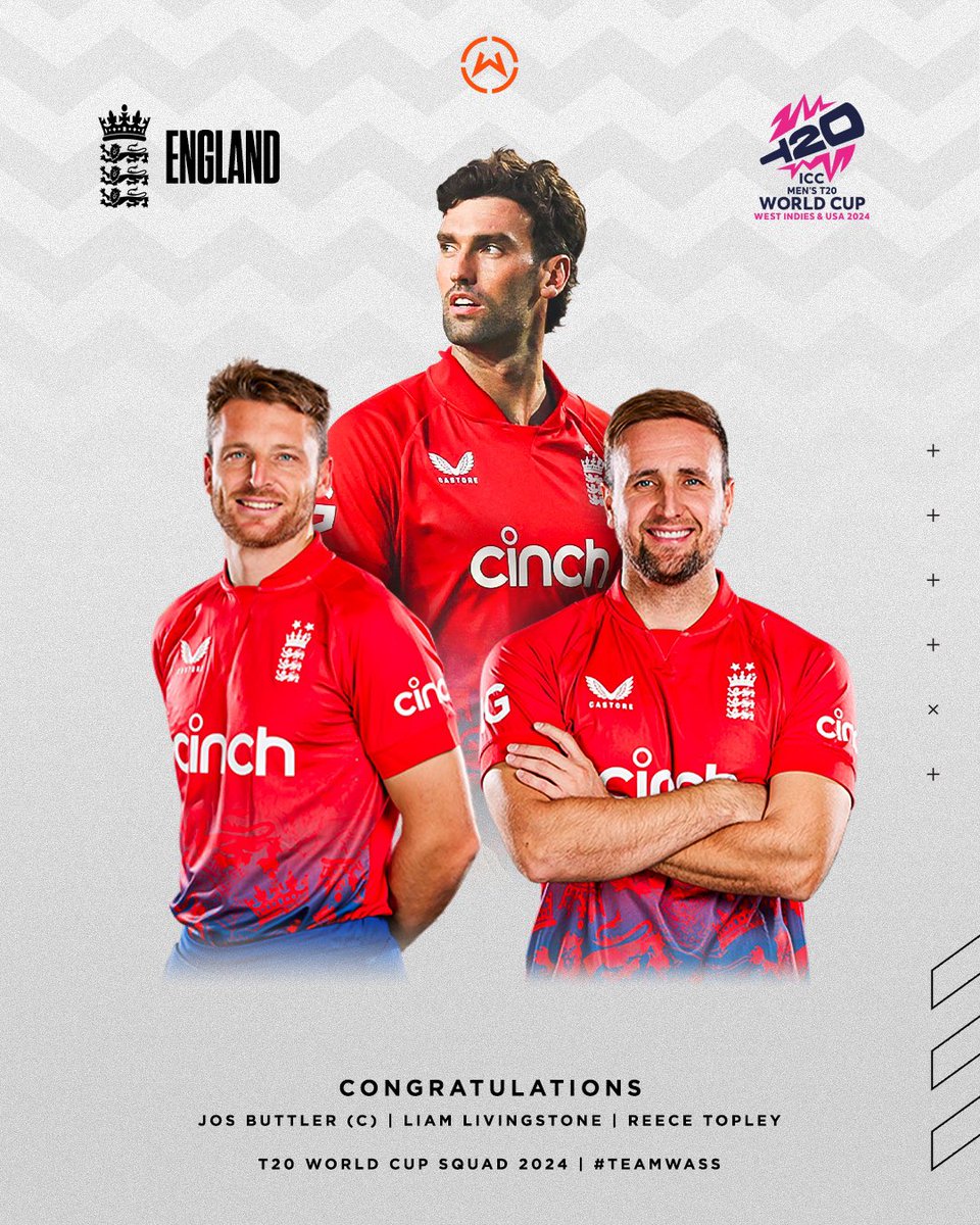 Congratulations to Captain @josbuttler @liaml4893 and @reece_topley on their selection for England’s T20 World Cup squad @englandcricket  We can’t wait to watch you defend the title! 🏆🏴󠁧󠁢󠁥󠁮󠁧󠁿🏏💪 #Teamwass