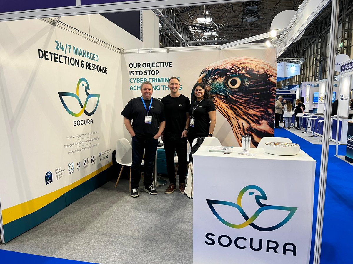 The Socura team are at the @NCSS_Cyber stand N47, if you're here pop over and say hello 👋. Don't miss @jamiebrummell's talk in the Cyber Solutions Theatre at 11:15am.