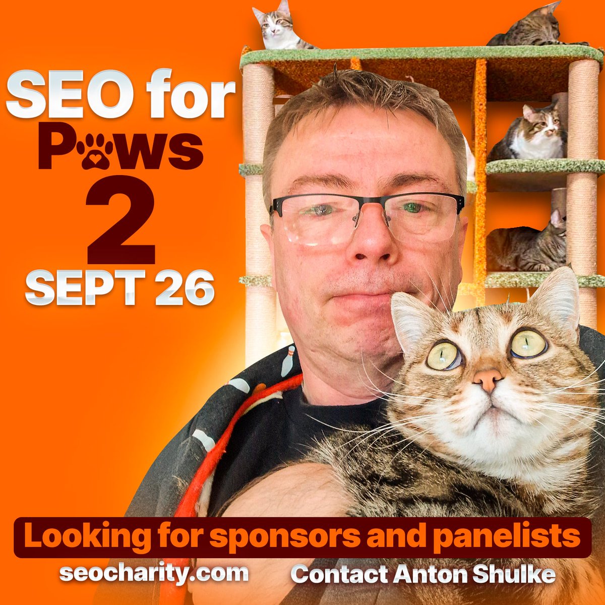 SEO for Paws 2, on SEP26 We are looking for speakers, panelists and sponsors and it is #seocharity event, we managed to collect more than $6,000 on the first one *sponsors money and donations during the livestream