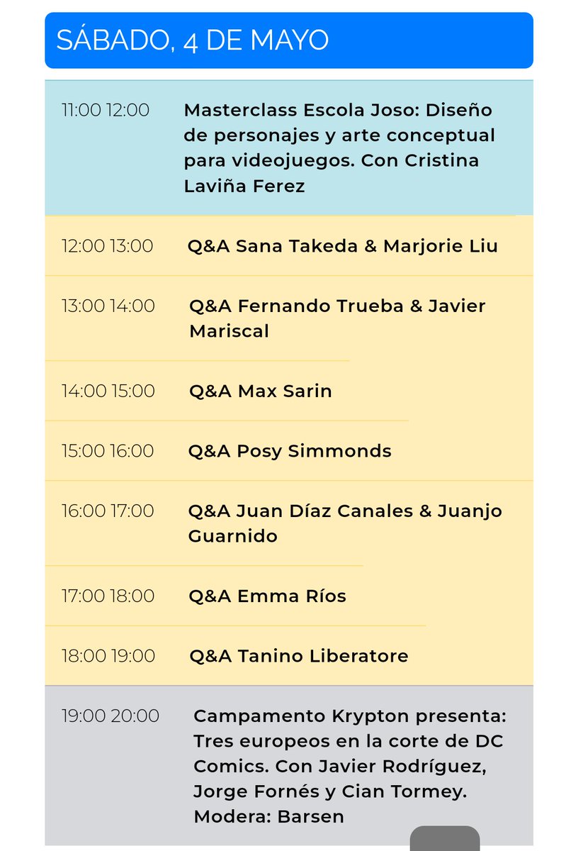 🗓04/05 a las 19 h en la Sala COMIC 6 👉Tres europeos en la corte de DC Cómics. Mesa redonda. 👉Nuestro @librosnegros conversará con @javiercaster, @jfornes74 y @CianTormey sobre su experiencia trabajando para la editorial de Superman. 💬