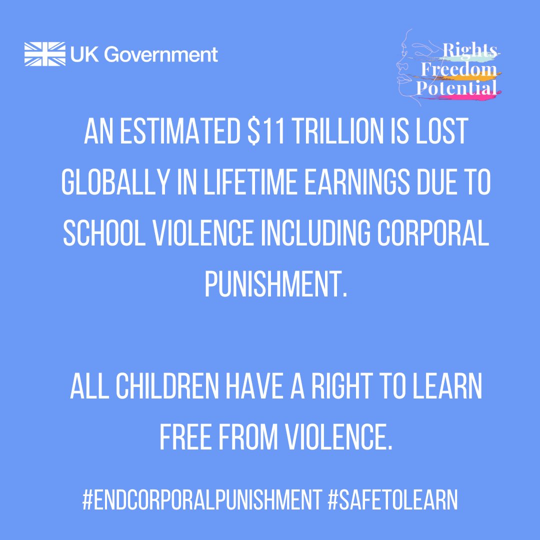 Also worth remembering the economic impact of corporal punishment - it reduces learning, increases school drop-out, reduces later employment chances & normalises violence as part of society. Every country should make it illegal asap.