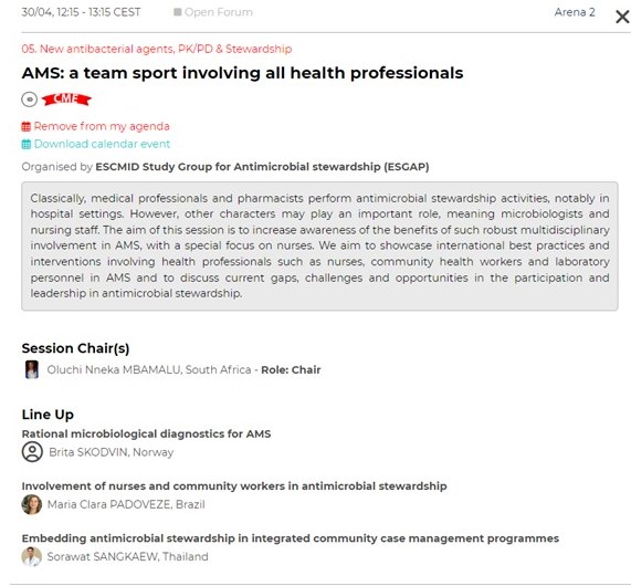 Oluchi (@oluch1_nm) on Twitter photo If #AMS is a team sport, how do team members achieve #AMS goals?
Looking forward to moderating this session featuring brilliant researchers and speakers: <a href="/BSkodvin/">Brita Skodvin</a>, <a href="/mcpadoveze/">Maria Clara Padoveze</a>, <a href="/GunnSorawat/">Sorawat</a>
Join us: 12h15-13h15 CEST (Arena 2)
#ESCMIDGlobal2024 #AMS #Team #Diagnostics
📷1 If #AMS is a team sport, how do team members achieve #AMS goals?
Looking forward to moderating this session featuring brilliant researchers and speakers: <a href="/BSkodvin/">Brita Skodvin</a>, <a href="/mcpadoveze/">Maria Clara Padoveze</a>, <a href="/GunnSorawat/">Sorawat</a>
Join us: 12h15-13h15 CEST (Arena 2)
#ESCMIDGlobal2024 #AMS #Team #Diagnostics
📷1