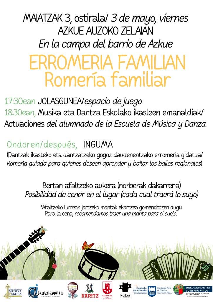 🎶 Familientzako erromeria maiatzaren 3an Azkueko zelaian 🎶 Romería familiar el 3 de mayo en la campa de Azkue 🔗 ES: labur.eus/I118N | EU: labur.eus/37a6M #Elgoibar ↗️