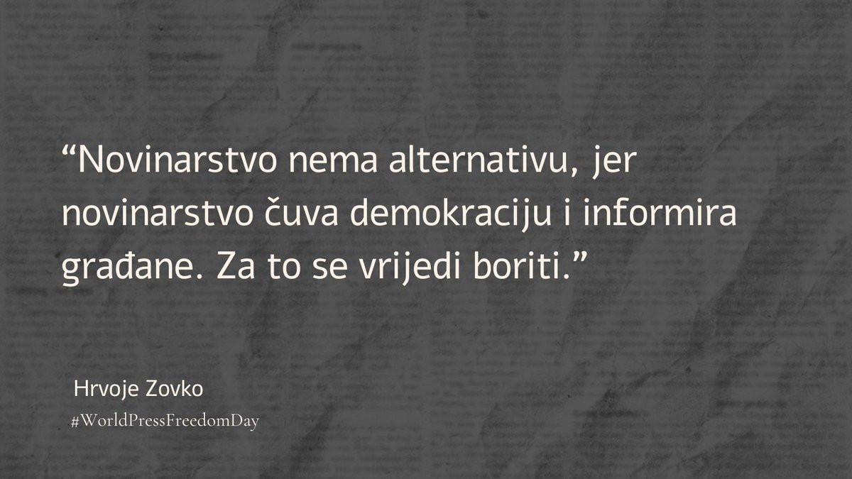 Imamo poruku! Novinarstvo nije na prodaju. U tjednu kada obilježavamo pravo na slobodan i pošteno plaćen rad i Dan slobode medija, novinari/ke imaju poruku za sve one koji ne shvacaju što je novinarstvo i čemu služi. #novinarstvonedamo #WorldPressFreedomDay