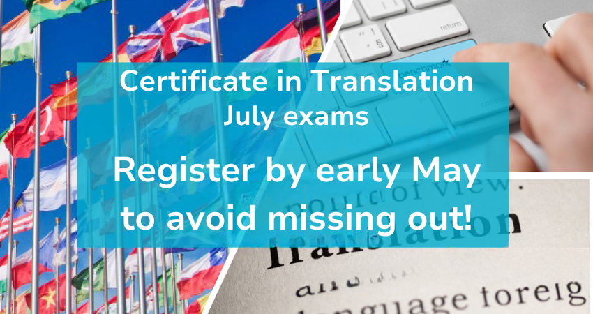 Just a few days to go until the first booking deadline for the #CIOL #CertTrans July exams.
Candidates tell us that success in a #CIOL qualification brings any #linguist more #confidence and allows them to create more #opportunities for themselves.

Booking closes 5pm on Friday…