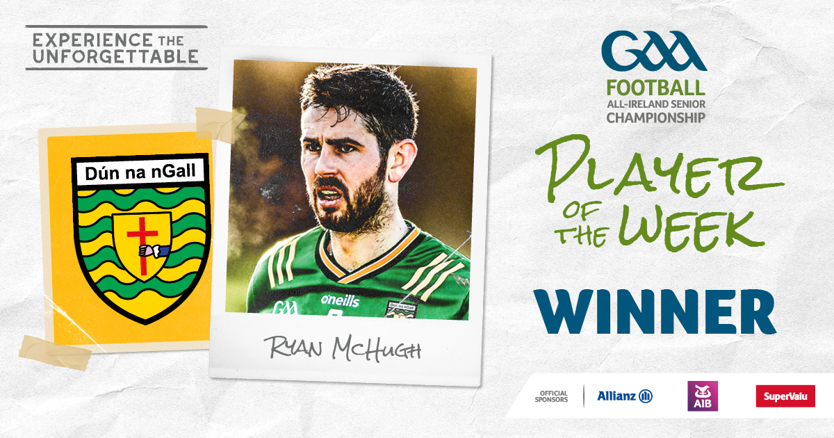 Congratulations to @officialdonegal's Ryan McHugh who has been voted your GAA.ie Footballer of the Week after the Kilcar clubman produced an outstanding performance to help his side to the @UlsterGAA SFC final!