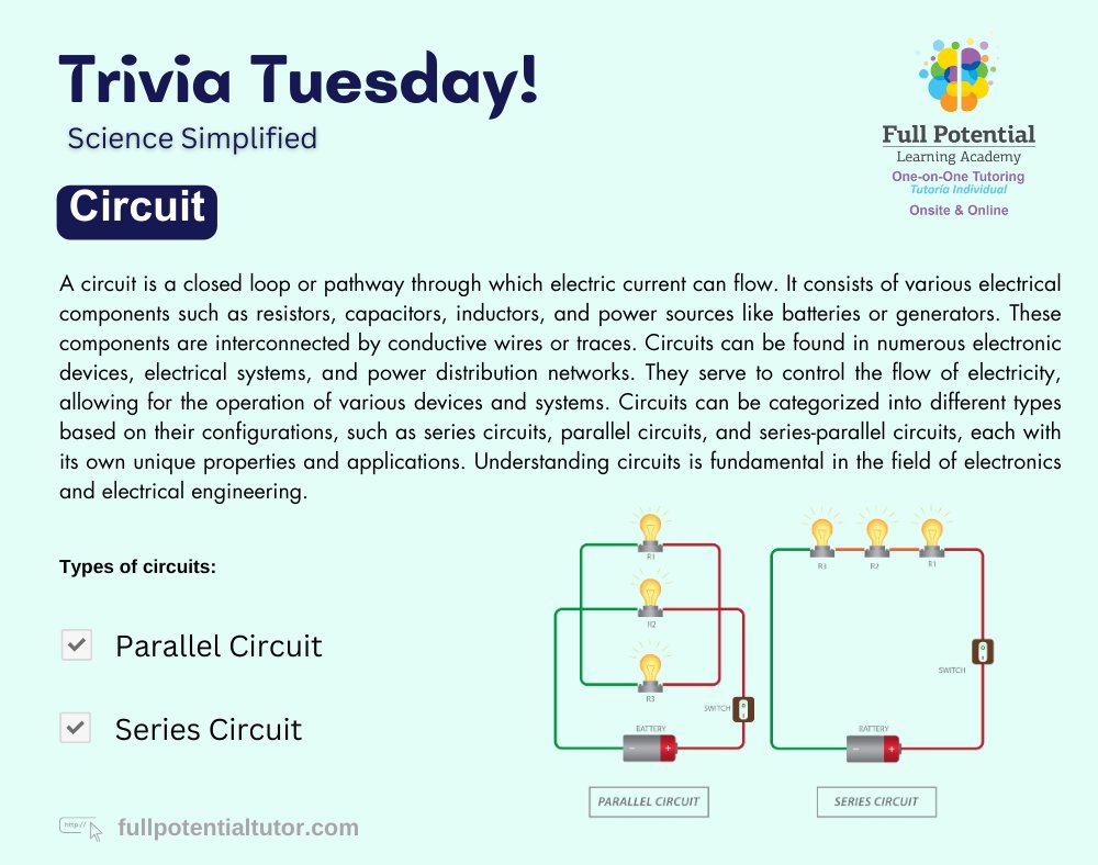 ⚡ Unleash the power of circuits! Whether series or parallel, circuits are the backbone of modern electronics, driving innovation and powering our everyday devices. #Circuits #Electronics #Innovation #Technology #Engineering #FPLA #Trivia