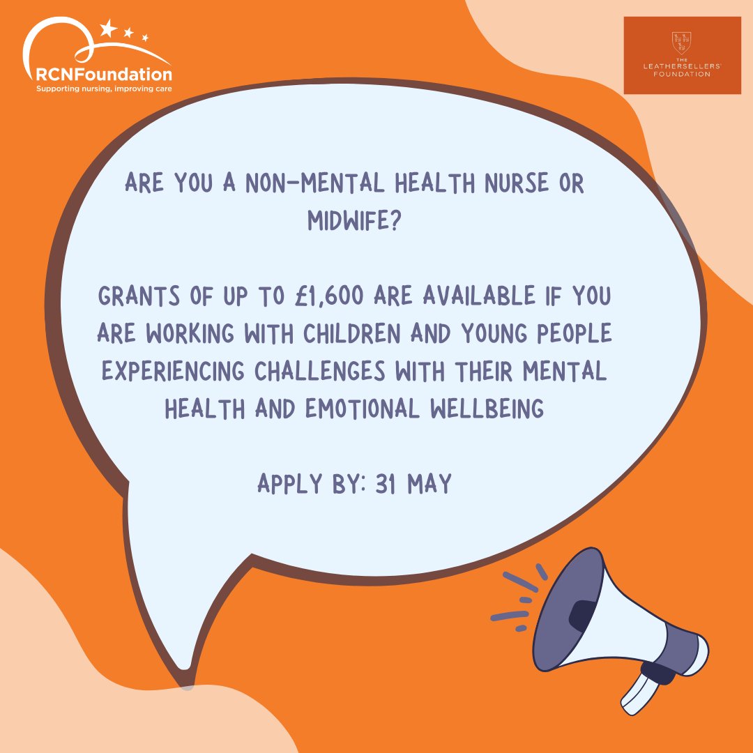 📢Attention non-mental health nurses & midwives! Do you work with children & young people experiencing challenges with their mental health & emotional wellbeing? Apply for funding to develop your confidence & understanding in this area: bit.ly/3JbtFSO @leathersellers